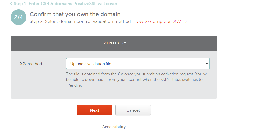 Upload a file to validate your site on Namecheap